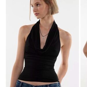 Silence + Noise Black Cowl Neck Tank Top